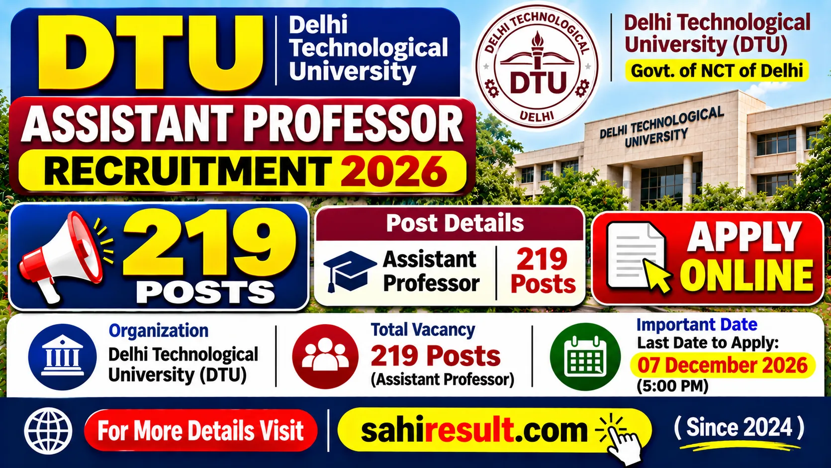 DTU Assistant Professor Recruitment 2026