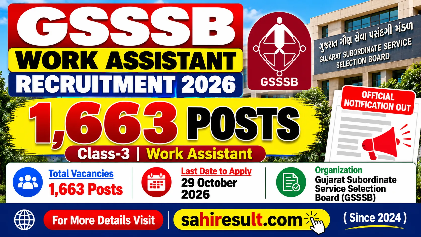 GSSSB Work Assistant Recruitment 2026 GSSSB Work Assistant Recruitment 2026
