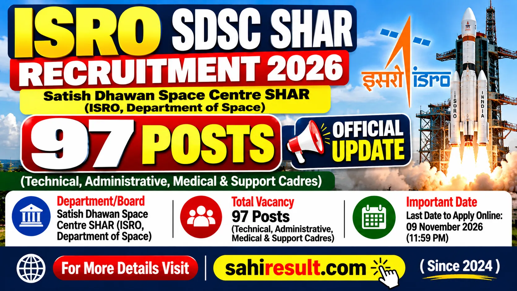 ISRO SDSC SHAR Recruitment 2026 ISRO SDSC SHAR Recruitment 2026